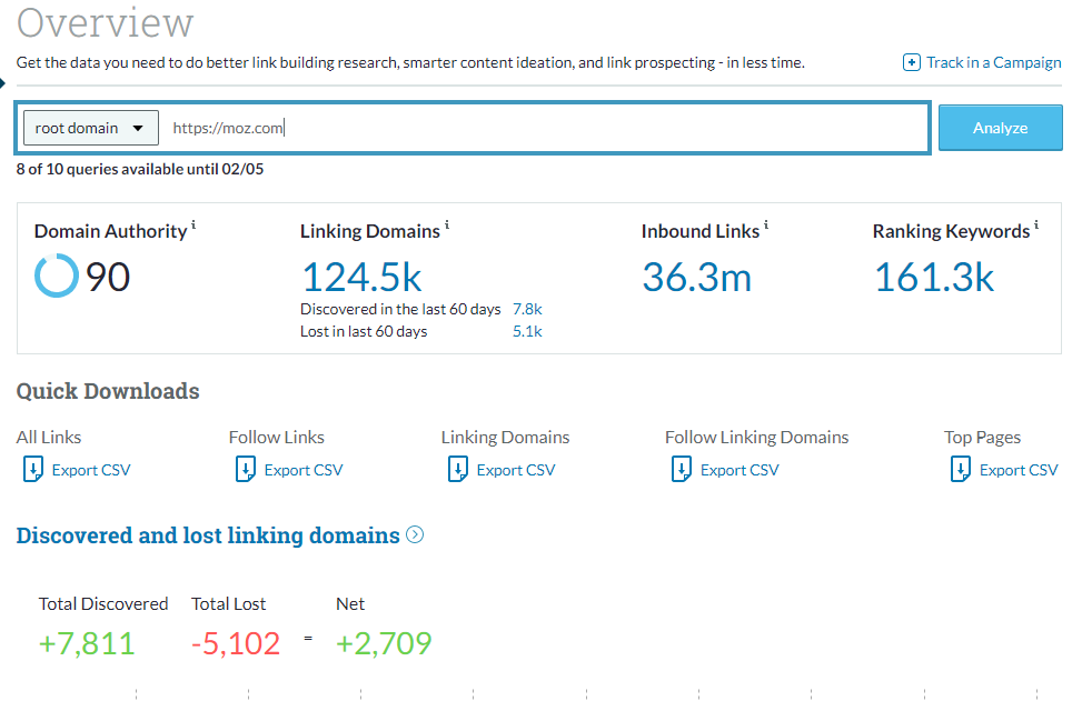 moz link explorer